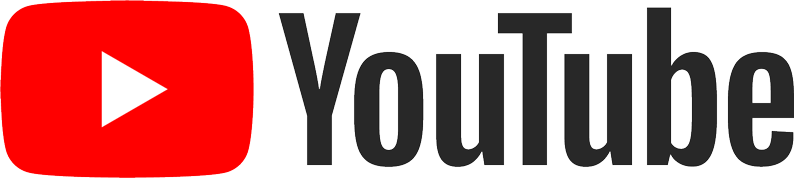 YouTube logo featuring a red play button icon followed by the word 