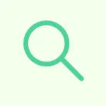 A green magnifying glass icon on a light green background.